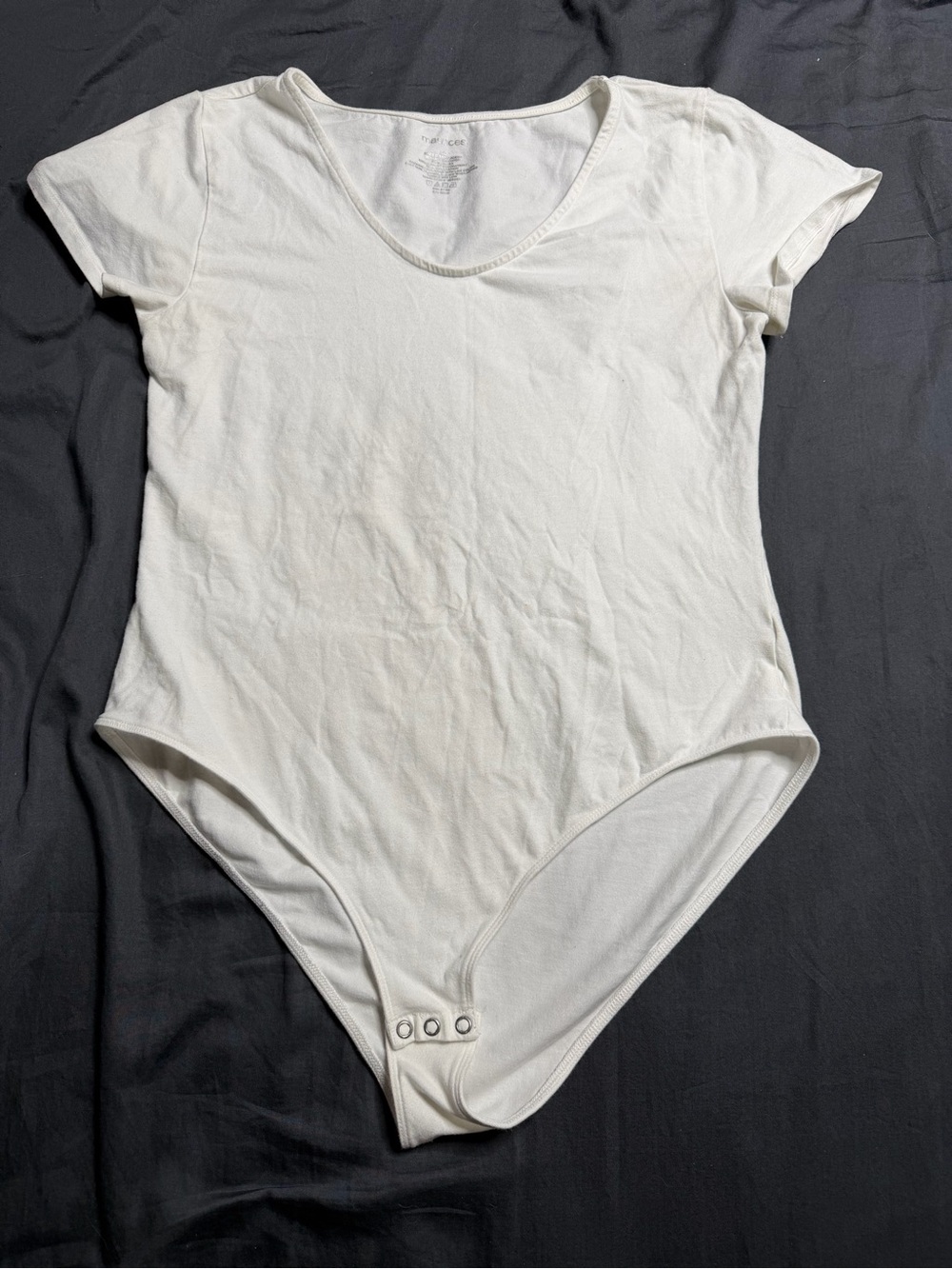 Maurices White Short Sleeve Scoop Neck Bodysuit